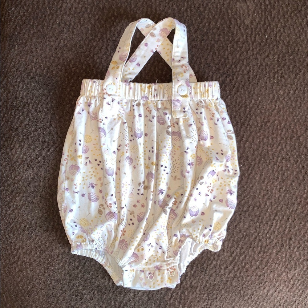 Bird & Bean Floral Dandelion Print Bubble Romper Summer Outfit Baby Size 12-18m